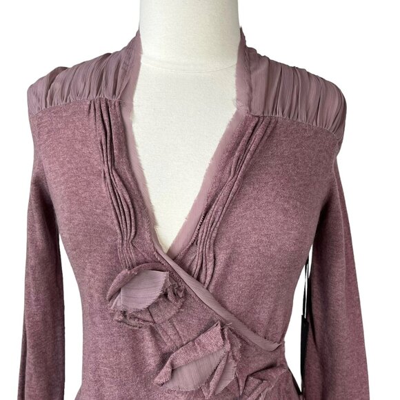 BKE Boutique Buckle Blouse Womens Medium Purple Wool Blend New - Picture 3 of 10